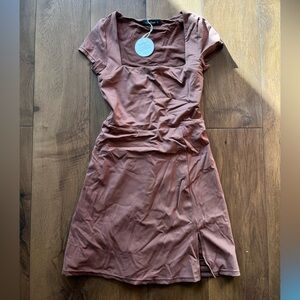 NWT Brown square neck active dress